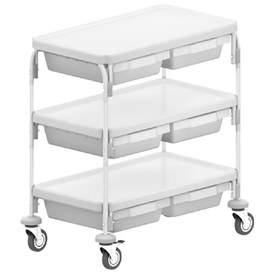Внутрибольничная 3-х ярусная тележка с выдвижными ящиками ТБ-01-КРОНТ-3/6  фото1