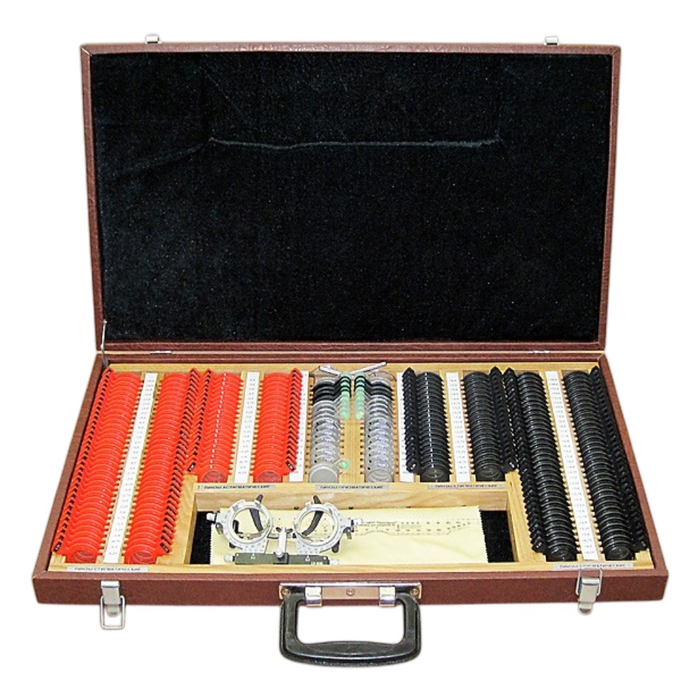 Средний набор пробных очковых линз и призм Техноаргус НС-277-01  с пробной универсальной оправой Техноаргус ОПУ-01 фото1